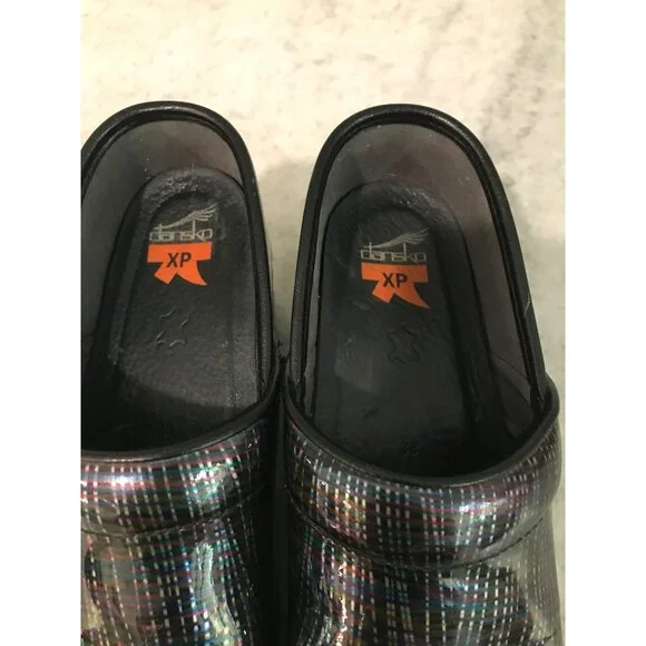 Dansko Professional Clogs Womens 38 Black Metallic Stripe Comfort Nursing Shoes - Picture 7 of 9